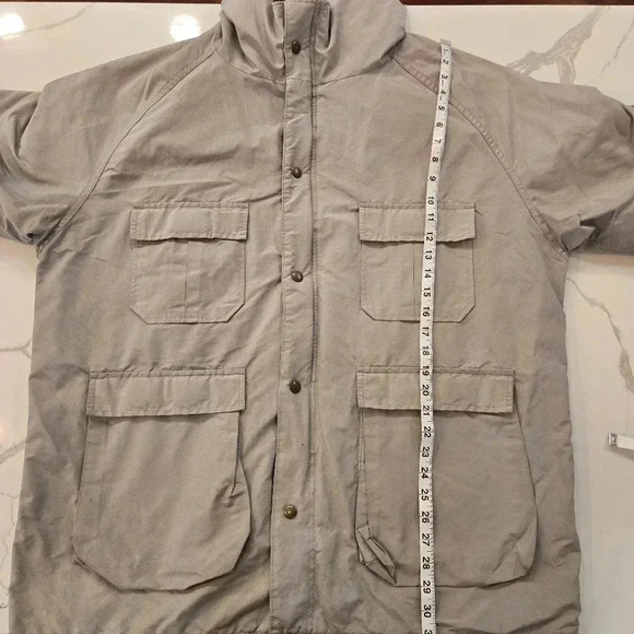 VTG Woolrich Hooded Full Zip Parka Jacket Tan Brown Mens Size Large - Picture 13 of 15